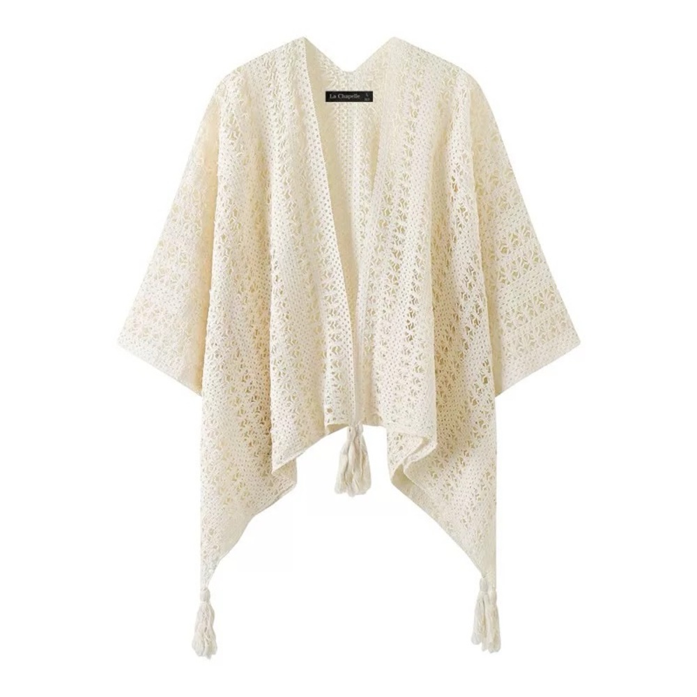 Cream Crochet Kimono Cardigan